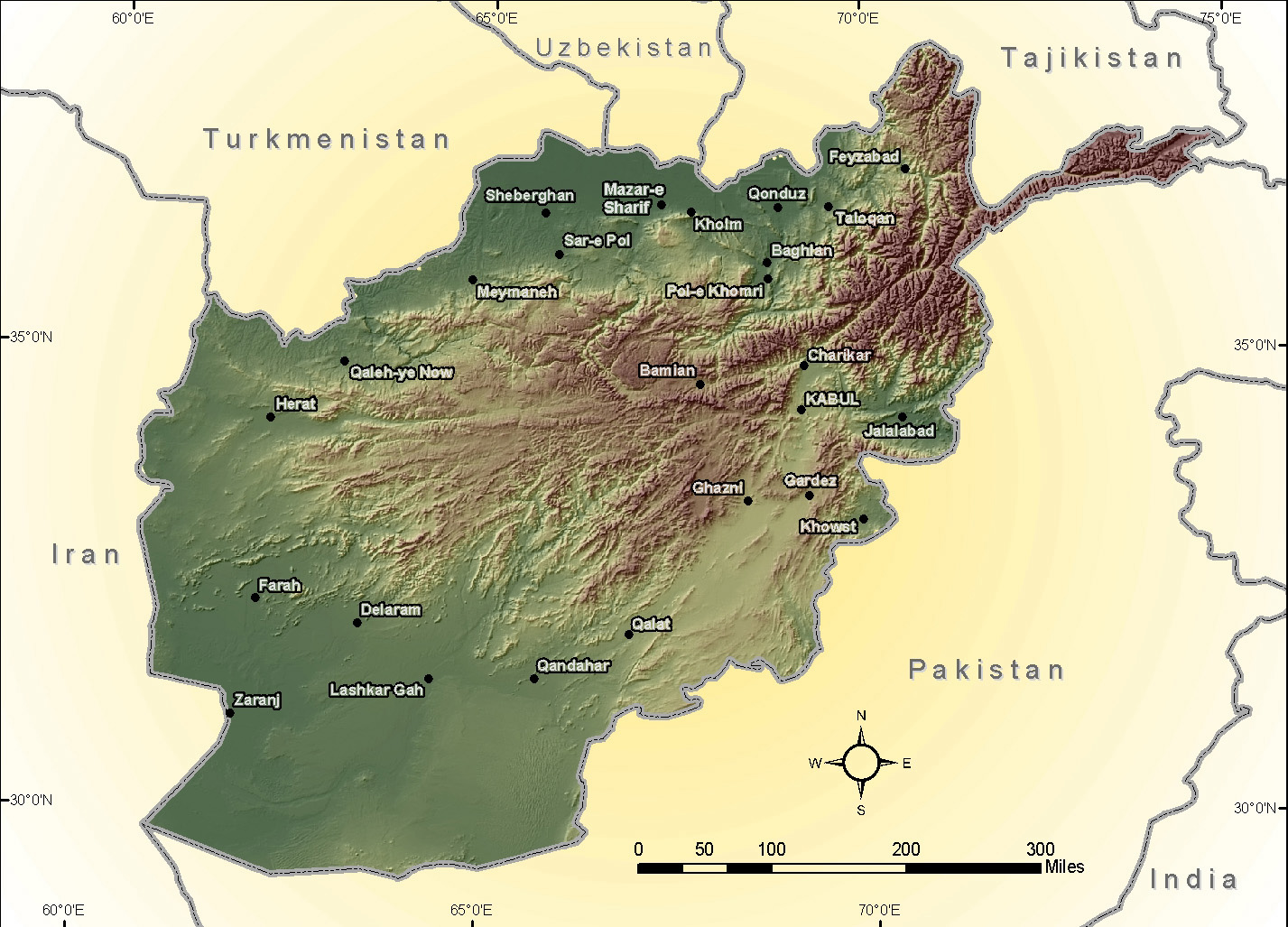 Ma zone de manoeuvre : Kaboul et la tâche verte vers le nord jusqu'à Charikar - la plaine de la shamalie